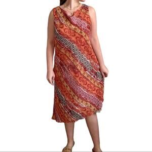 Vintage Karin Stevens Orange Paisley Midi Dress